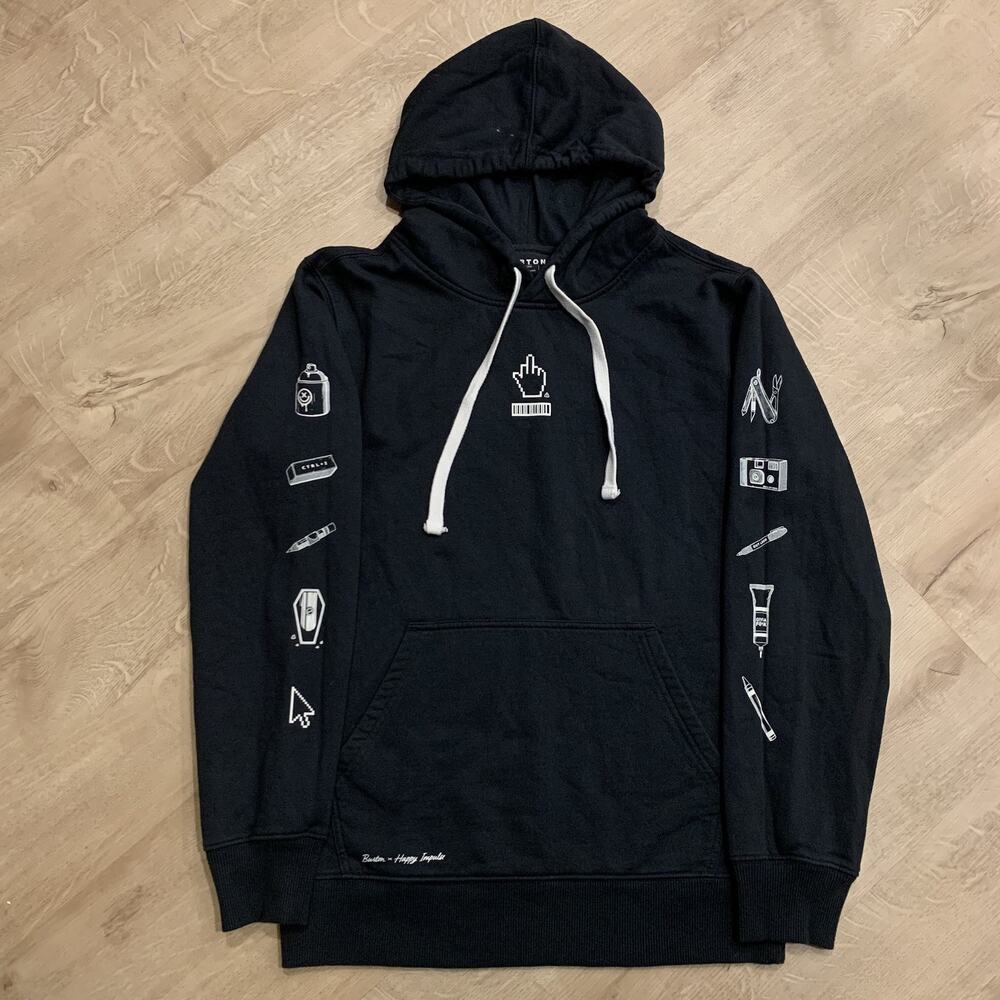 Burton Snowboards Pride Artist Pullover Hoodie Happy Impulse Men's XXS 2XS Black
